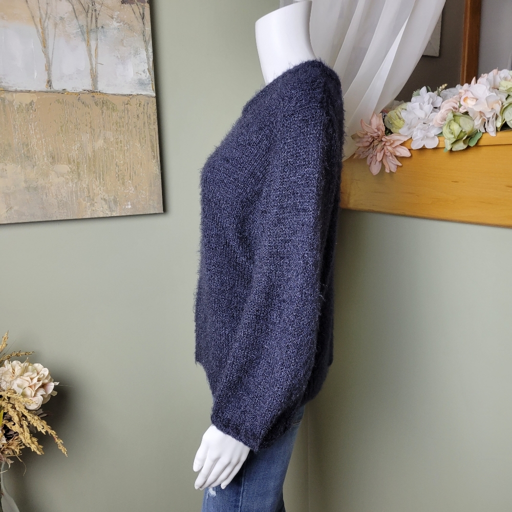 Fuzzy Balloon Sleeve Knit Sweater - Picture 3 of 11